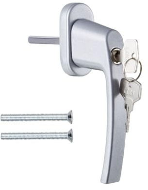 Stahlia Fenstergriffe abschließbar (10 Stück) Aluminium Silber Druckknöpfe Balkontürgriff außen Fenstersicherung Terrassentür Griff Fensterbeschläge