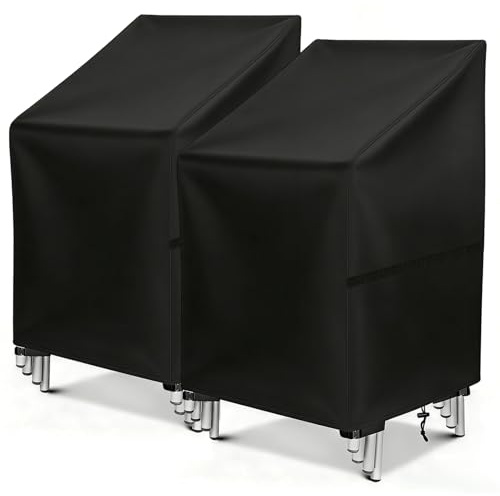 wiipara 2 Stück Schutzhülle für Gartenstühle & Stapelstühle – wasserdichte Gartenstuhl Abdeckung Winterfest aus Oxford – Abdeckhaube Hochlehner Balkonmöbel Outdoor UV-Schutz (65x65x80/120 cm)