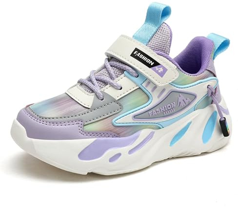 Gemzon Scarpe da ginnastica da bambina, da tennis, antiscivolo, per il tempo libero, taglie 27-37, viola., 28 EU