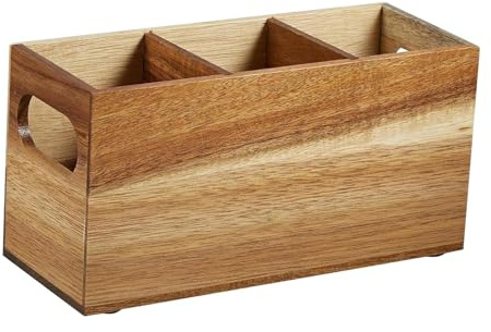 Sharplace Porte-ustensiles en bois, organiseur de couverts, séparateur, porte-couverts, fourchette et cuillère, boîte de rangement pour café, magasin, fête,
