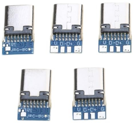Ldbuejiaja 5 Pieces Type-c 14 Pin Splint With Board Socket 4 Core Welding Wire Charging Data With Grounding 5 (v) Voltage -c Connector