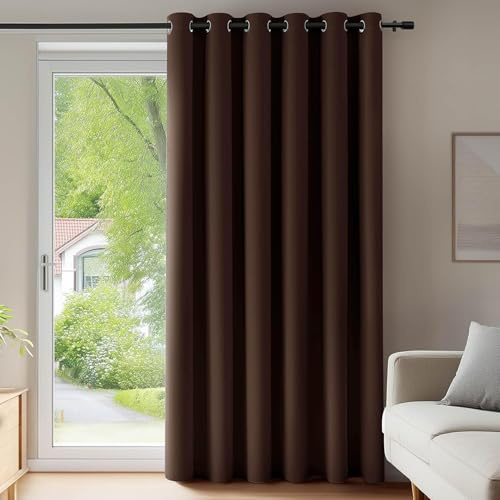 QINLIQIN Wohnzimmer Vorhänge 1 Stück 85 x 190 cm Ösenschal Vorhang Wärmeisolierend Schöner Weicher, Sichtschutz Größe Und Farbe Wählbar, Braun