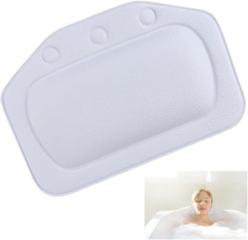 Bath Pillow With 3 Strong Suction Cups, Soft Waterproof Bathroom Pillow for Tub, Relaxing Bathtub Pillow for Neck and Back Support Modern Minimalist Design Durable Bath Accessories