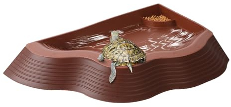 Ahuuen Reptilien Bademöglichkeit,Antirutsch-Schüssel mit rauer Rampe für Schildkrötenfutter - Badebecken für Echsen wie Gecko Schlange Bartagame