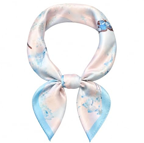 MAIRY Silk Neck Scarf for Women UK 27.5'' Head Scarf Hair Wrap Satin Scarfs Square Bandanas GBS07215