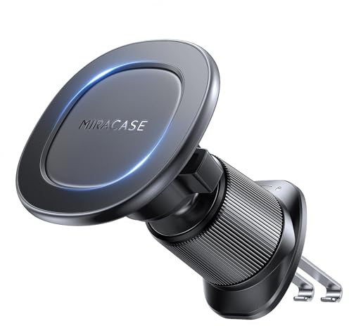 Miracase for MagSafe Car Mount with Metal Hook Clip, Magnetic Phone Holders for Car Phone Holder, Compatible with Garmin GPS Antenna Fit iPhone Android and All Smartphones, Dark Black