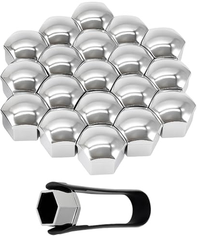 Trpoey Universal 21mm Kunststoff Schrauben Muttern-Abdeckungen, Nut Abdeckkappe Schraube Auto Mutter Covers Bolt Radkappen mit 1stück Abziehhaken (20 stücks Schwarz)