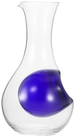 TIDTALEO Japanese Crystal Glass Cold Sake Decanter with Ice Pocket, Blue Glass Wine Carafe Bottle, Chilled Server for Whiskey and Cold Sake Serving