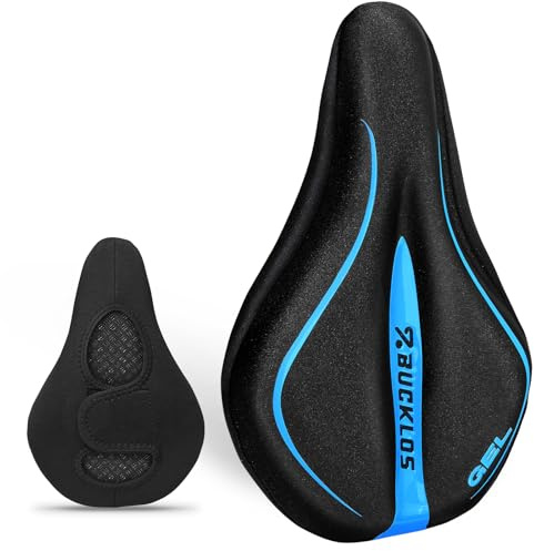 AEYINO Fahrradsattel Überzug Gel Sattelbezug 11×7×1.2 Zoll Für MTB(blus) | Fahrradsattel aus Memory-Schaum, dämpft Vibrationen, extra weicher Fahrradsattelbezug, kompatibel mit Peloton