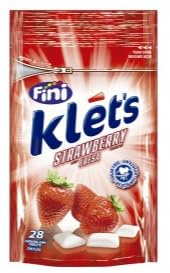 Fini Klets Chewing-gum Fraise en Peluches, Individuels, Pack de 3 Sachets de 39g, Pour les Enfants