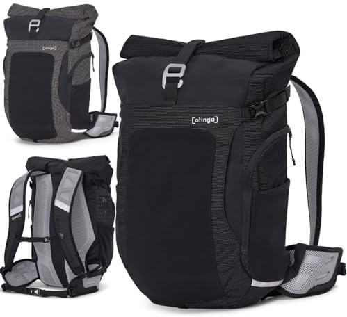 otinga Flow Rolltop ryggsäck kvinnor och män med 23–27 l volym och praktisk laptopryggsäck fack I perfekt som cykelryggsäck utan bagagehållare I reflekterande, vattentät ryggsäck män, Reflekterande