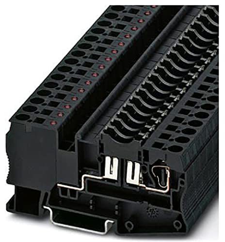 PHOENIX CONTACT ST 4-FSI/C-LED 24 Sicherungsklemme mit Leuchtanzeige zur Montage auf NS 35, 4 mm² Nennquerschnitt, 2 Anschlüsse, Schwarz, 50 Stück