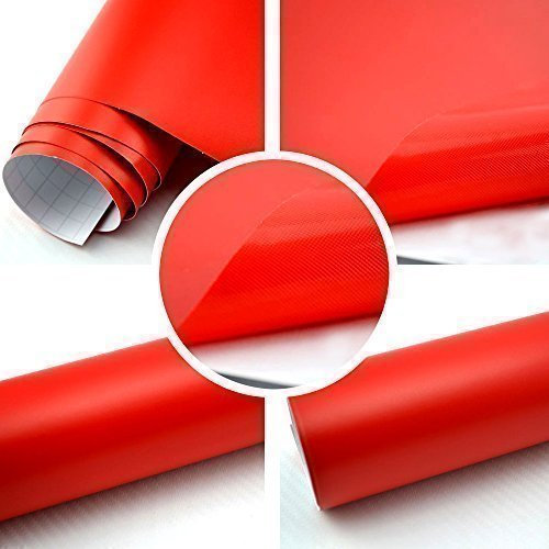 TipTopCarbon 6,57€/m² Autofolie Matt Rot 1m x 1,52m Auto Folie BLASENFREI mit Luftkanälen 3D Flex