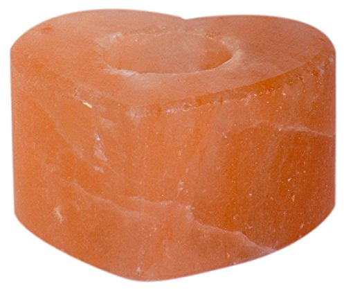HIMALAYA SALT DREAMS - Salzkristall Teelichthalter HERZ aus Punjab / Pakistan, Orange