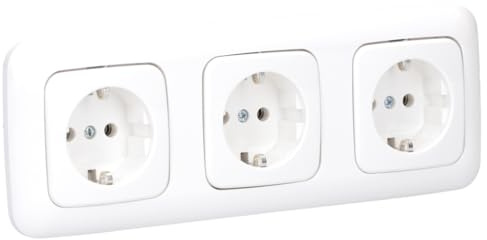 Busch-Jaeger Reflex SI 3-fach SCHUKO Steckdosen Set + Rahmen Alpinweiß | 3x 20 EUC-214 Steckdose + 1x 2513-214 3-fach Abdeckrahmen