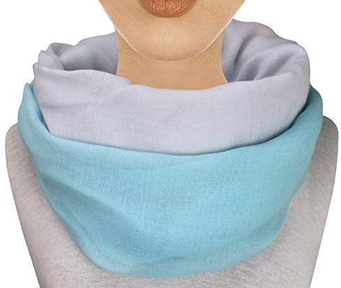 PiriModa XXL Damen Schal Leichter Schlauchschal Viele Farben (Aqua/Weiss)