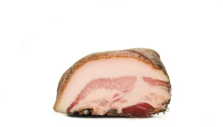 Guanciale Speck italienisch Stück 250g Salumi Pasini® | Italienisches Schweinefleisch Guanciale Schinken | Guanciale Italien für klassische Gerichte