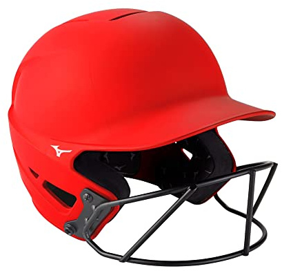 Mizuno F6 Youth Fastpitch Softball Batting Helmet with Mask, Red, Youth One Size