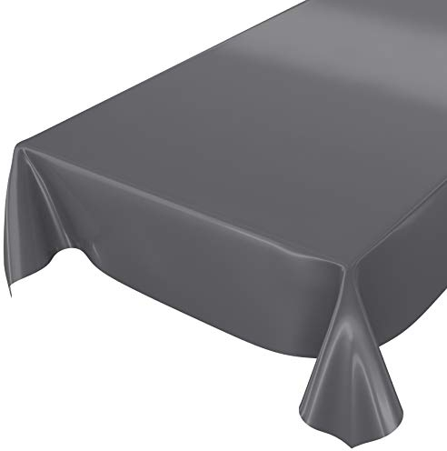 Wachstuchtischdecke Wachstuch abwaschbare Tischdecke Uni Glanz Einfarbig Anthrazit Schnittkante 100 x 140cm
