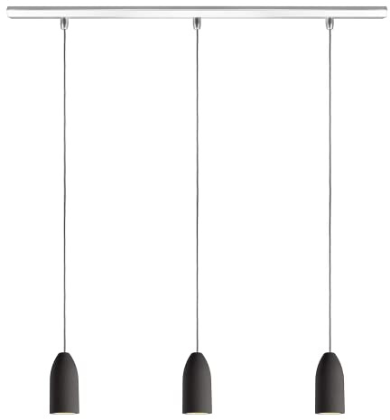 Buchenbusch urban design 3er Deckenlampe dark edition, Pendelleuchte mit Textilkabel Grau, Beton Hängelampe, Lampe Esszimmertisch Wohnzimmer Küche