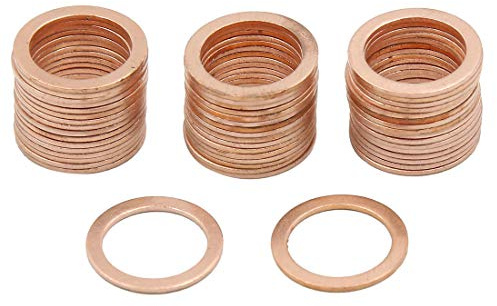 X AUTOHAUX 15 mm de diámetro Interior Arandelas de Cobre para Auto Juntas de Sellado Plano 50 Piezas