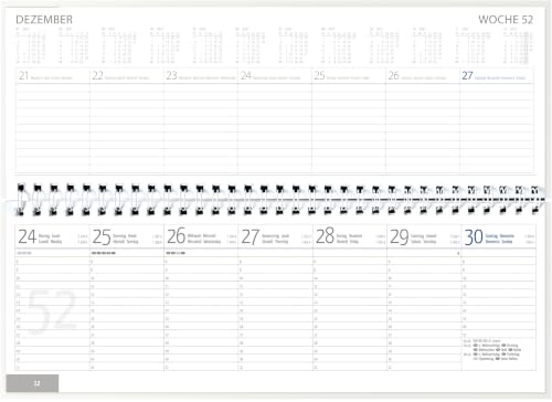 GÜSS Schreibtisch-Querkalender weißer Einband 1 Woche auf 2 Seiten, 128 S.