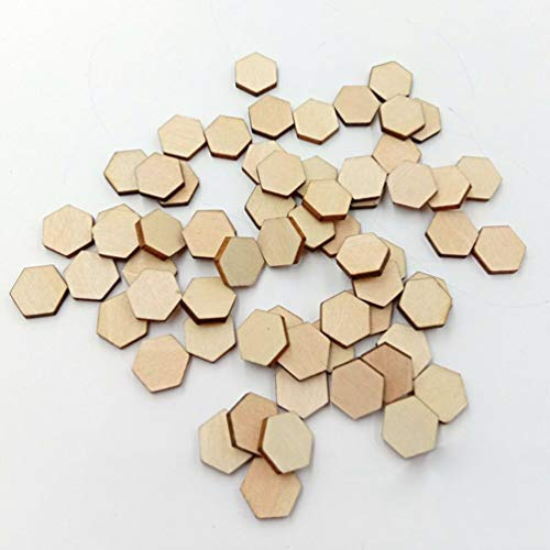 HEALLILY 200 stück 12 5mm buche sechseckige stücke holzschmuck holzscheiben scheiben Ornamente verschönerung DIY Handwerk Dekorationen für Hochzeit