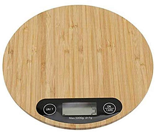Balance électronique De Cuisine LED Balance De Cuisine électronique Outil De Mesure De Cuisson Balance De Cuisine En Bambou Ronde Numérique5000g