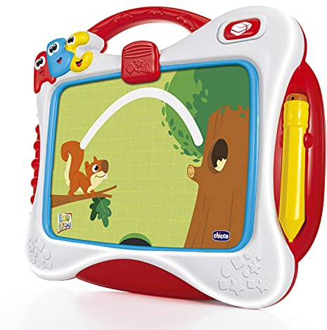 Chicco Meine erste Tafel mit LCD-Anzeige und Karten, Schreib- und Zeichnungen, inspiriert von der Montessori-Methode, Pädagogisches Spielzeug für Kinder von 2 bis 6 Jahren