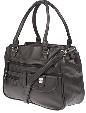Christian Wippermann große Damen Umhängetasche Tasche Schultertasche in Leder Optik Schwarz