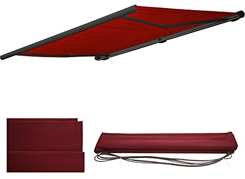 Mendler Ersatz-Bezug für Markise T124 - Acryl Bordeaux-rot | Vollkassette, Ersatzbezug, Sonnenschutz, 5x3m