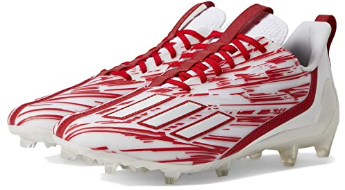 adidas Men's Adizero Football Shoe, White/Team Power Red/White, 12.5