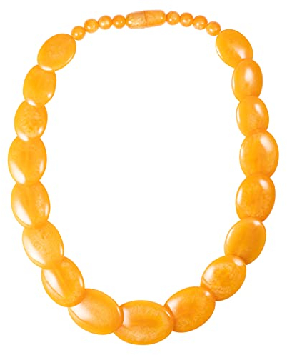 ZAVANA 60 cm lange leuchtend gelbe Statement-Halskette für Frauen, Handgemachte Boho Chic Chunky Halskette für Damen in Goldgelb, eleganter gelber Bohème-Modeschmuck