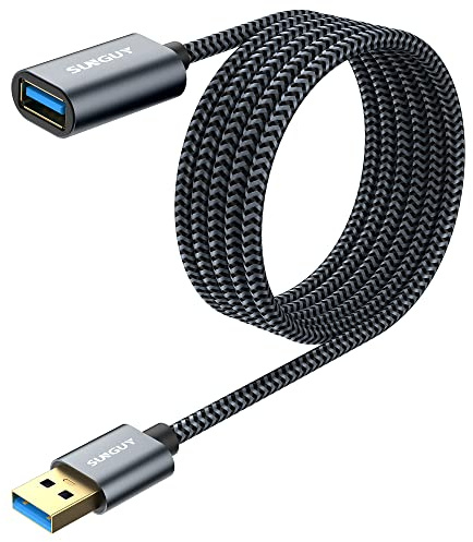 SUNGUY USB 3.0 Verlängerung Kabel，Verlängerungskabel 5Gbps Superschnelle USB A Stecker auf A Buchse Verlängerung für Kartenlesegerät,Tastatur, Drucker, Scanner, Kamera[2m-Grau-1Stück]