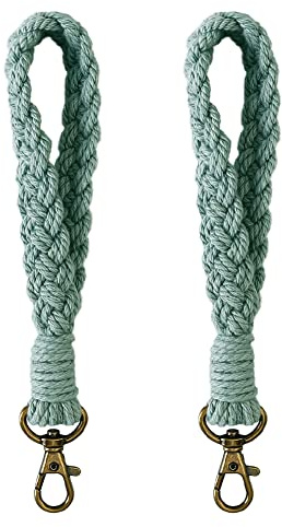 AOKSUNOVA 2 Stück Schlüsselanhänger Makramee Armband Schlüsselband Frau Schlüsselband Kurz Boho Lanyard
