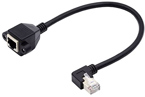NFHK Cavo di prolunga di rete Ethernet LAN Ethernet ad angolo retto di 90 gradi 8P8C FTP STP UTP Cat6 maschio a femmina con fori per montaggio a pannello