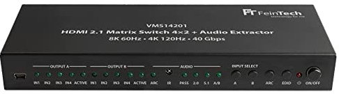 FeinTech VMS14201 HDMI 2.1 Matrix Switch 4x2 mit Audio Extractor