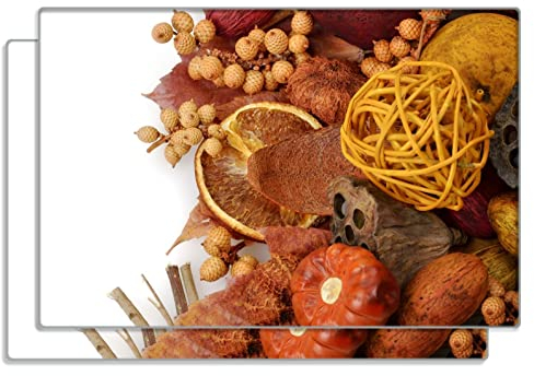 Wallario 2er Set Frühstücksbrettchen aus Glas, Glasunterlage, Glasbrettchen Herbststimmung - Trockenfrüchte, Nüsse und Samen - Herbstdeko, Größe 30 x 20 cm, Sicherheitsglas