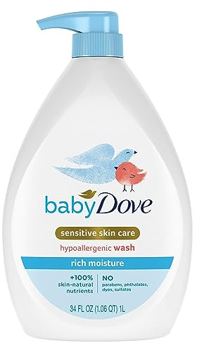 Baby Dove Sensitive Skin Hydrating Body Wash | Tear-Free & Hypoallergenic | Pediatrician Tested | 34oz