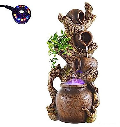 AMEERR Fontana da Giardino Vintage con Decorazione A Cascata, Fontana in Resina per Giardino, Fontana Rustica, Fontana A Cascata con Roccia per Giardino, Patio, Terrazza, Portico (Color : Stylish2)