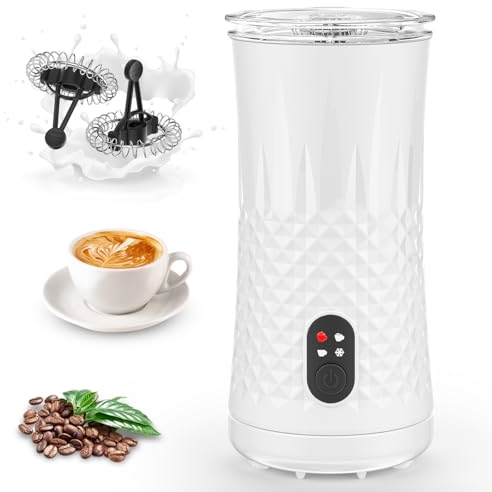 Dreamhigh® Montalatte Elettrico Cappuccino 4 in 1, 400W Cappuccinatore Elettrico Rivestimento Antiaderante, Schiuma Latte Elettrico con 2 Agitatori, per Macchiato, Latte, Cacao Caldo-240ML