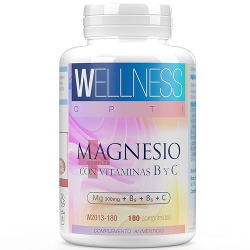 WELLNESS OPTI Magnésium avec Vitamines B et C : Supplément Avancé, 180 Comprimés, Combinaison Optimale pour l'Énergie et le Bien-être Quotidien, Formule Synergique de Magnésium, Vitamine C et B.