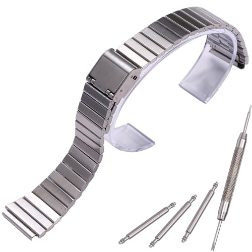 MCXGL 18 mm rostfri stålrem kompatibel med Casio A700W A158WA A168WA AE1000 klassiskt armband unisex ersättningsarmband klockarmband (silver)