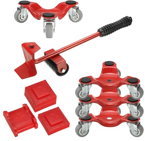PATIKIL Furniture Mover Dolly, Heavy Furniture Triangle Moving Dolly with 3 Wheels 6-Inch Steel Movers Dolly with Lifter, 500 Lbs Capacity, Red