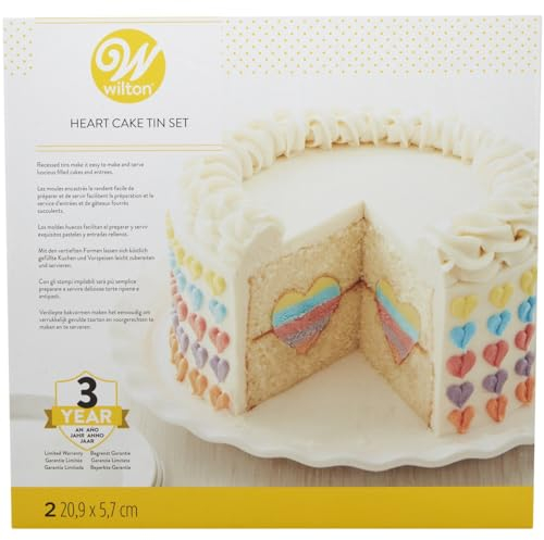 Wilton Heart Tasty-Fill Pan Set, Backform mit herzförmiger Füllung für Kuchenformen, 2 Stück