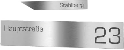 Graviers Design Briefkastenschild aus Edelstahl für Briefkasten selbstklebend - Namensschild + Hausnummernschild Set personalisiert mit Lasergravur Design 2