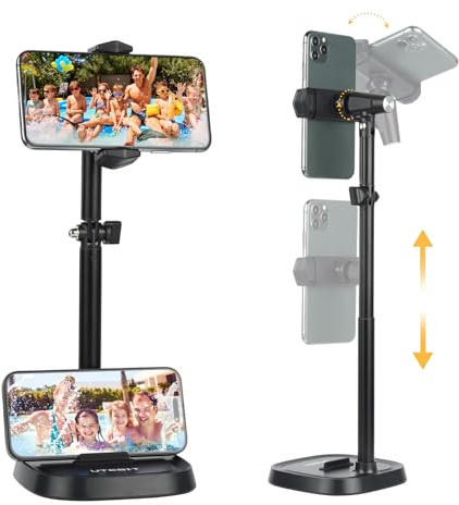 UTEBIT Phone Stand for Desk, Handyhalterung Verstellbar, Multi-Winkel Handyhalter, Phone Holder für Schreibtisch Kompatibel mit iPhone 14 13 12 11 Pro Max/Galaxy/Huawei/Xiaomei