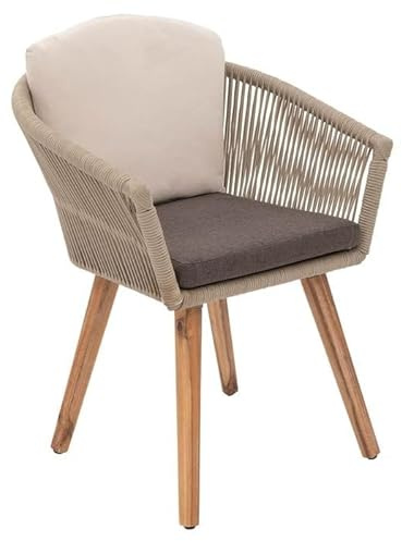 OUTLIV. Avarua Gartensessel, 63x80x60cm, mit Rückenlehne, Taupe/Hellbraun | Akazie und Rope; mit Rückenlehne und mit Armlehnen; 63x80x60cm; Taupe/Hellbraun; komfortabel, pflegeleicht