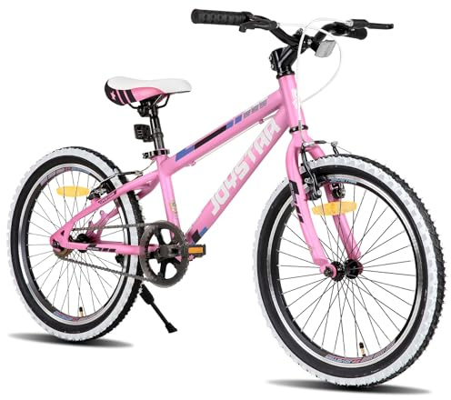 JOYSTAR Lubbock 20 tums barncykel för pojkar och flickor i åldern 7–11 år hardtail mountainbike för barn med 1-växlad rosa