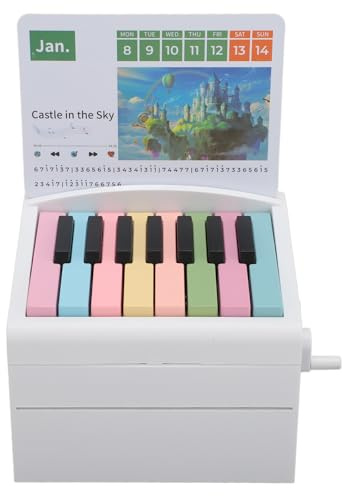 Stylischer 2024 Mini Piano Kalender 15 Tasten Wiederaufladbar Tragbare Größe 52 Wochenkarten - Weiß